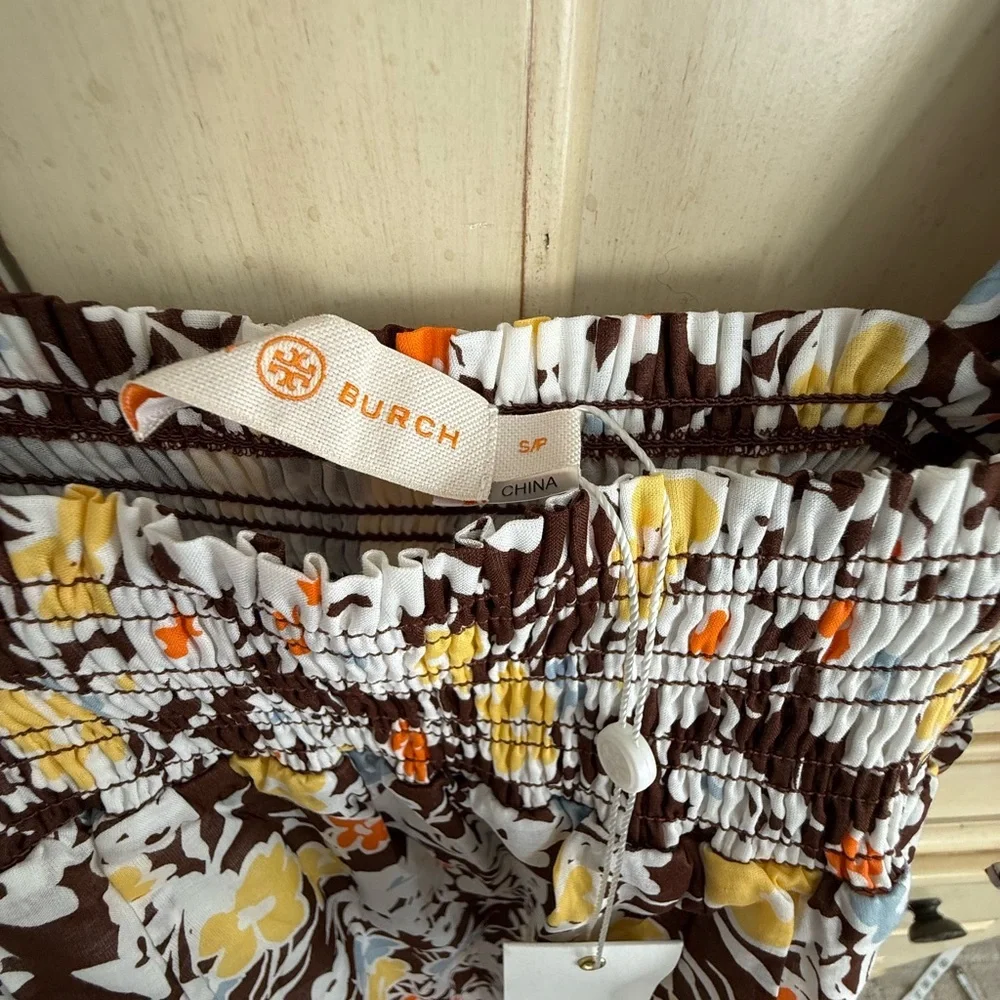Tory Burch Floral Mini Dress in Brown and Orange
